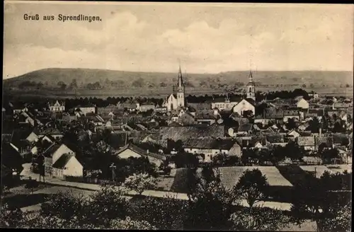 Ak Sprendlingen in Rheinhessen, Totalansicht der Ortschaft