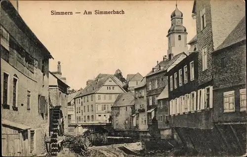 Ak Simmern im Hunsrück, Partie am Simmerbach, Wassermühle