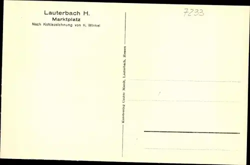 Künstler Ak Winkel, Karl, Lauterbach an der Lauter Hessen, Marktplatz