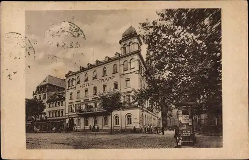 Ak Friedberg in Hessen, Hotel Trapp, Litfaßsäule