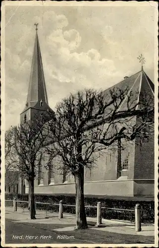 Ak Kollum Kollumerland en Nieuwkruisland Friesland, Ned. Herv. Kerk