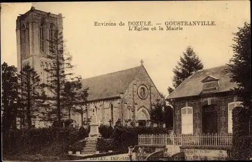 Ak Goustranville Calvados, L'Eglise, La Mairie