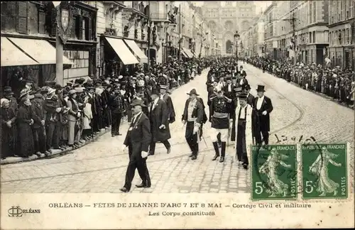 Ak Orléans Loiret, Fetes de Jeanne d'Arc, Cortege Civil et militaire, Les Corps constitues