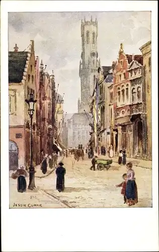 Künstler Ak Currie J., Bruges Westflandern, Rue Flamande