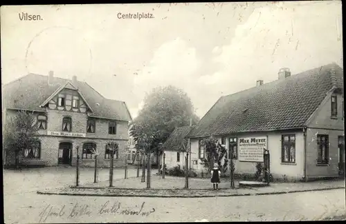 Ak Bruchhausen Vilsen in Niedersachsen, Blick auf den Zentralplatz, Geschäft, Lederhandlung