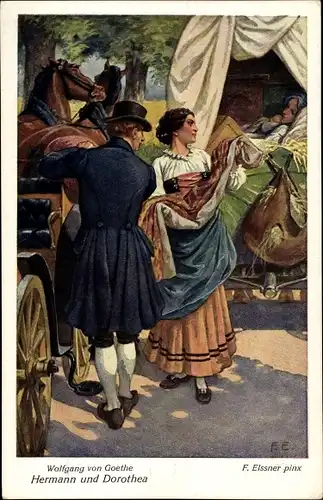 Künstler Ak Elßner, F., Wolgang von Goethe, Hermann und Dorothea, Serie 132 Nr. 3749