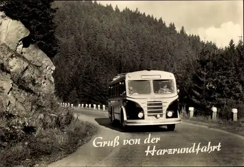 Ak Gruß von der Harzrundfahrt, Autobus