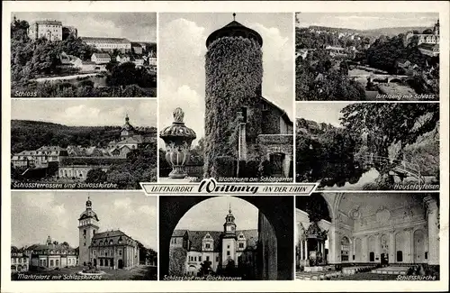 Ak Weilburg an der Lahn Hessen, Schloss, Panorama, Schlosskirche, Marktplatz, Wachturm