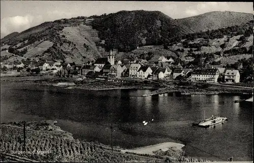 Ak Burgen an der Mosel, Panorama, Restaurant Onkel Oskar, Moselfähre