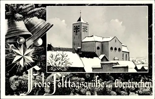 Ak Oberbrechen Brechen in Hessen, Frohe Festtagsgrüße, Kirche