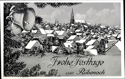 Ak Rübenach Koblenz am Rhein, Panorama, Frohe Festtage