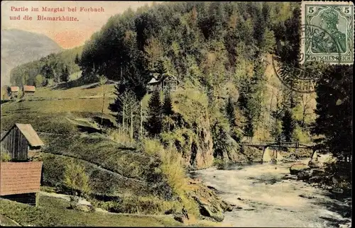 Ak Gernsbach im Murgtal Schwarzwald, Murgtal bei Forbach, Bismarckhütte