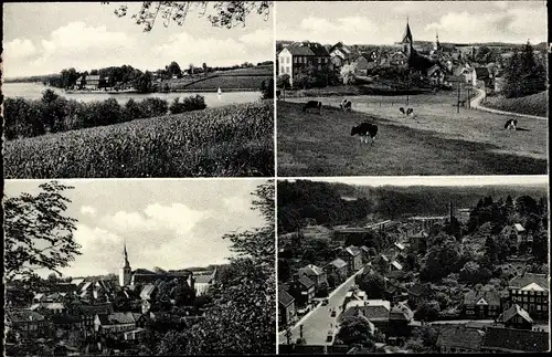 Ak Hückeswagen an der Wupper, Panorama vom Ort, Kuhweide, Uferpartie, Blick über die Dächer