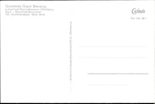 Ak Lobscheid Dieringhausen Gummersbach im Oberbergischen Kreis, Panorama, Gaststätte Oskar Brensing