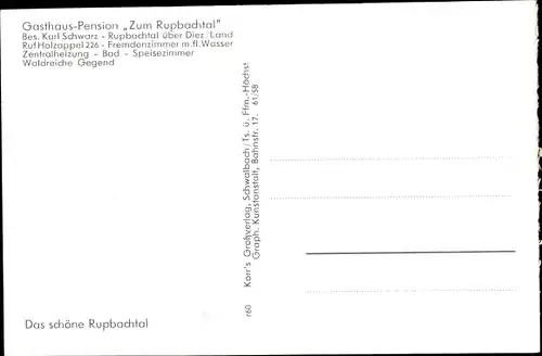 Ak Diez an der Lahn, Pension Zum Rupbachtal