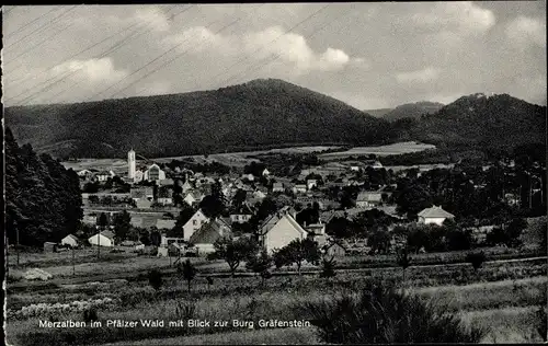 Ak Merzalben in der Pfalz, Gesamtansicht, Burg Gräfenstein