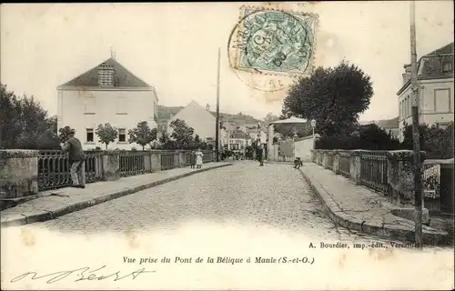 Ak Maule Yvelines, Vue prise du Pont de la Belique