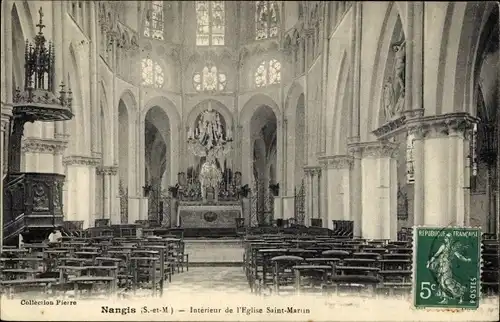 Ak Nangis Seine et Marne, Interieur de l'Eglise Saint Martin