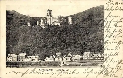 Ak Stolzenfels Koblenz am Rhein, Burg, Kapellen