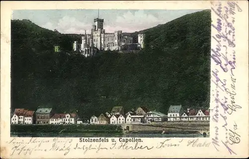 Ak Stolzenfels Koblenz am Rhein, Burg, Kapellen