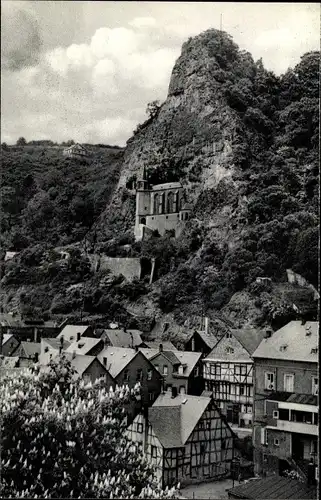 Ak Idar Oberstein an der Nahe, Felsenkirche, Wohnhäuser