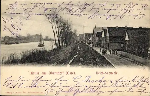 Ak Oberndorf an der Oste, Deichszenerie, Straßenpartie