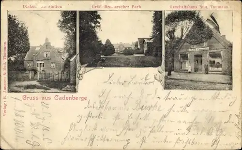 Ak Cadenberge Niedersachsen, Diakonissenstation, Gräfl. Bremerscher Park, Geschäftshaus