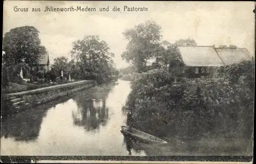 Ak Ihlienworth im Kreis Cuxhaven, Flusspartie und die Pastorate