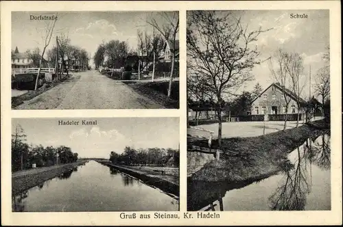Ak Steinau Kr. Hadeln, Dorfstraße, Schule, Hadeler Kanal