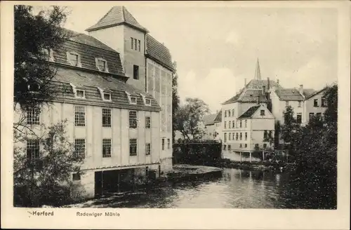 Ak Herford in Nordrhein Westfalen, Radewiger Mühle, Häuserpartie, Fluss Aa