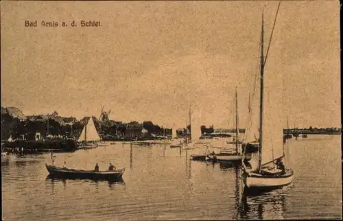 Ak Bad Arnis an der Schlei, Schleipartie, Segelboote