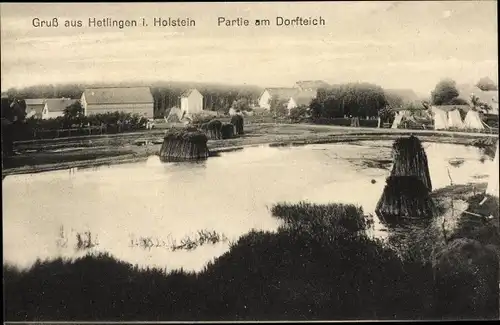 Ak Hetlingen in Schleswig Holstein, Dorfteich