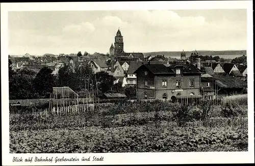 Ak Grebenstein in Nordhessen, Bahnhof Gleisseite, Panorama