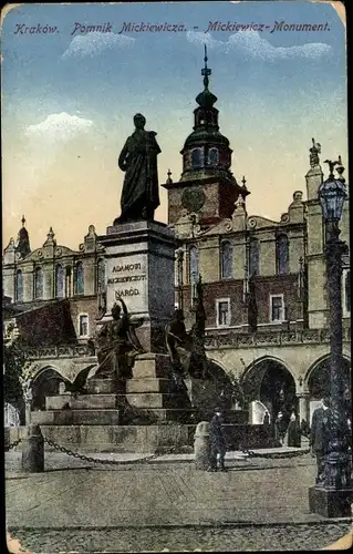 Ak Kraków Krakau Polen, Pomnik Mickiewicza, Mickiewicz-Monument