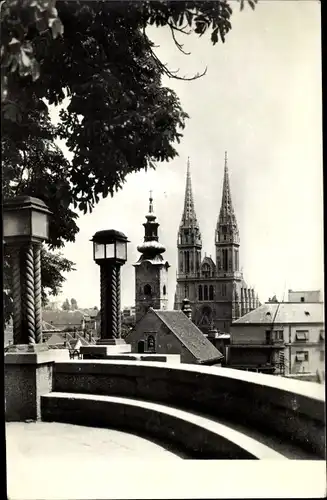 Ak Zagreb Kroatien, Blick von der Strossmayer-Promenade