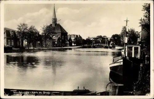 Ak Woubrugge Jacobswoude Südholland, Kerk, Brug