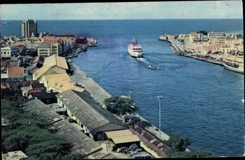 Ak Willemstad Curaçao Niederländische Antillen Karibik, Ferryboat leaving harbour for Venezuela