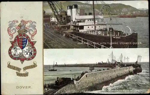 Wappen Ak Dover Kent England, Admiralty Pier, Turbine Steamer Queen