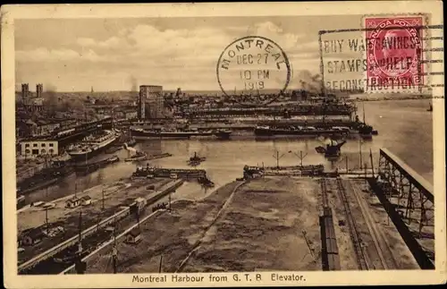 Ak Montreal Québec Kanada, Harbour from G.T.B. Elevator