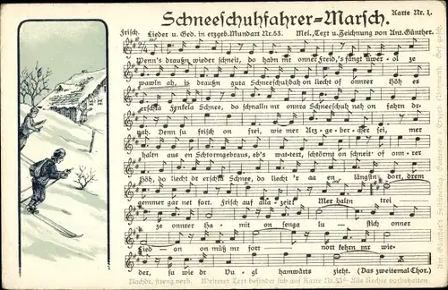 Lied Ak Günther, Anton, Erzgebirgische Mundart 53, Schneeschuhfahrer Marsch