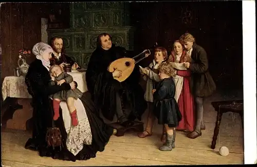 Künstler Ak Spangenberg, G. A., Luther im Kreise seiner Familie