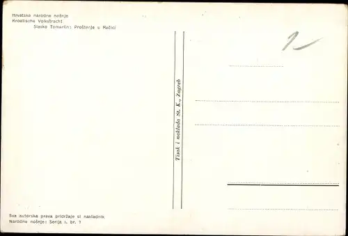 Künstler Ak Tomerlin, Slavko, Personen in kroatischen Volkstrachten
