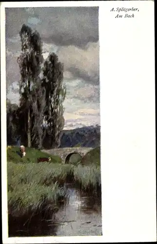 Künstler Ak Splitgerber, A., Am Bach, Landschaft