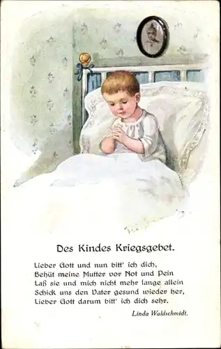 Künstler Gedicht Ak Des Kindes Kriegsgebet, Linda Waldschmidt, betendes Kind