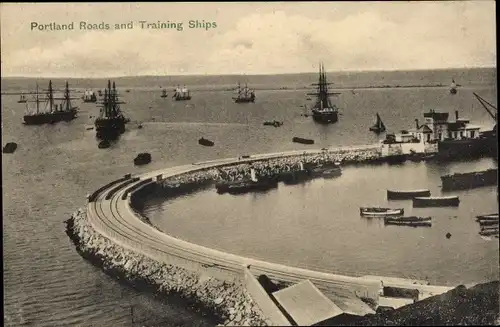 Ak Portland Dorset, Training Ships, Segelschiffe