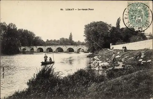 Ak Limay Yvelines, Le vieux Pont
