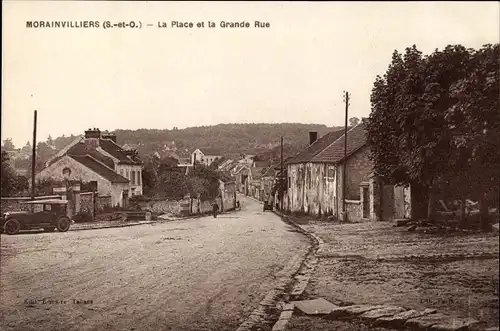 Ak Morainvilliers Yvelines, La Place, La Grande Rue