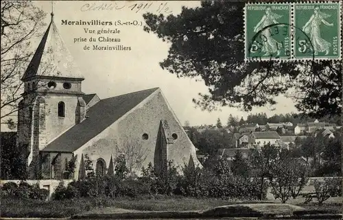 Ak Morainvilliers Yvelines, Vue generale prise du Chateau de Morainvilliers, Eglise