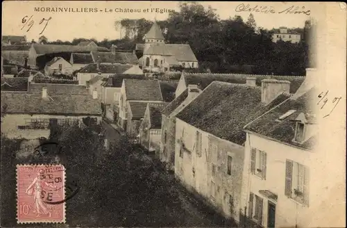 Ak Morainvilliers Yvelines, L'Eglise, Le Chateau