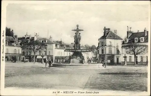 Ak Melun Seine et Marne, Place Saint Jean